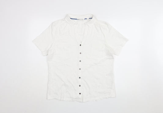 White Stuff Women's White Button-Up Shirt Size 14