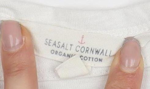 Seasalt Cornwall White Floral Women's T-Shirt Size 8