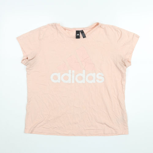 Adidas Women's Pink Basic T-Shirt XL, Cotton Casual