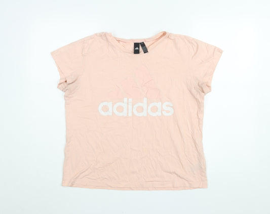 Adidas Women's Pink Basic T-Shirt XL, Cotton Casual