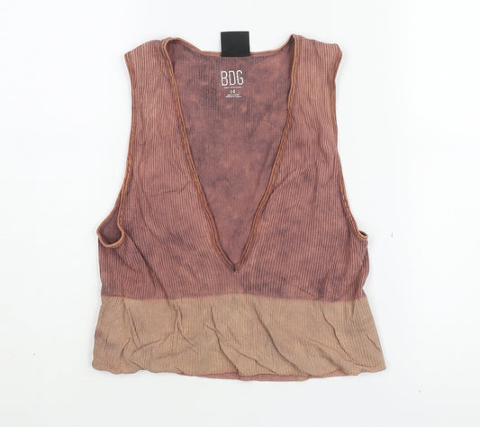 BDG Brown Sleeveless V-Neck Tank Top L