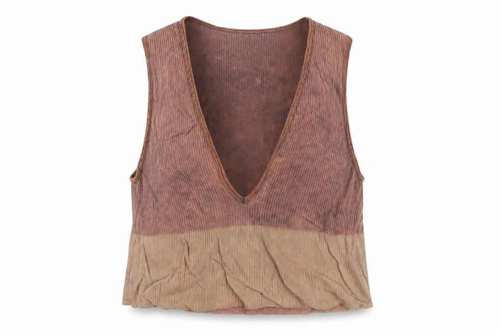 Front view of BDG Brown Sleeveless V-Neck Tank Top L
