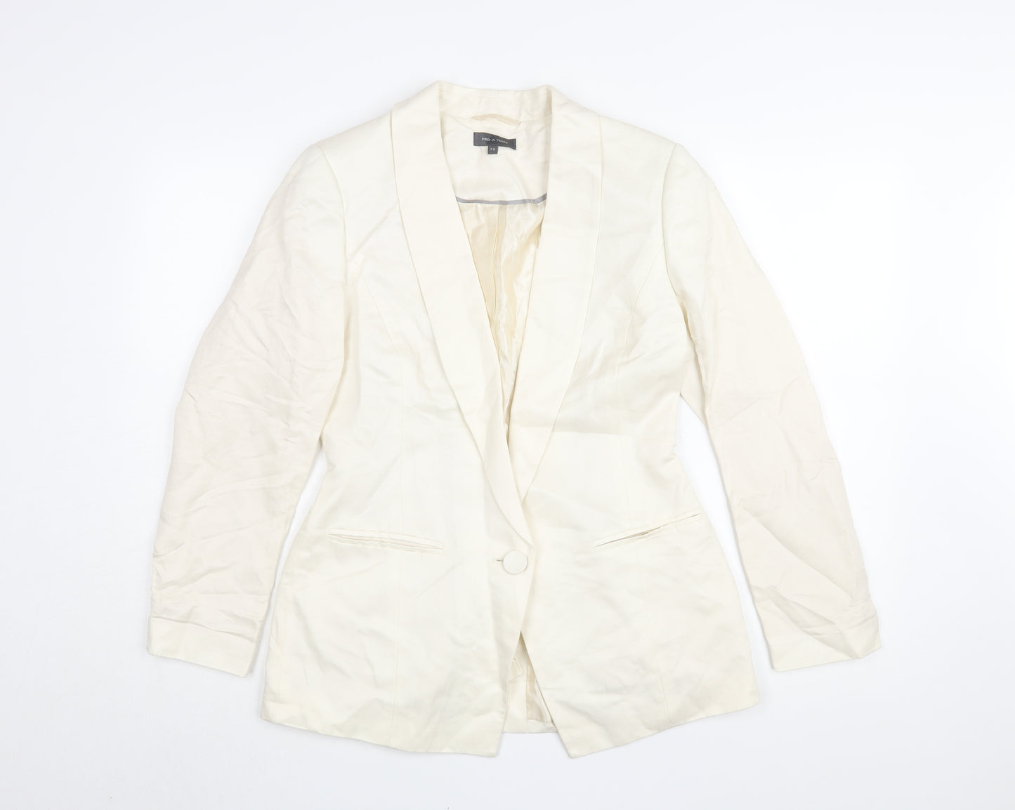 Pied A Terre Women's Ivory Silk Linen Blazer Size 12