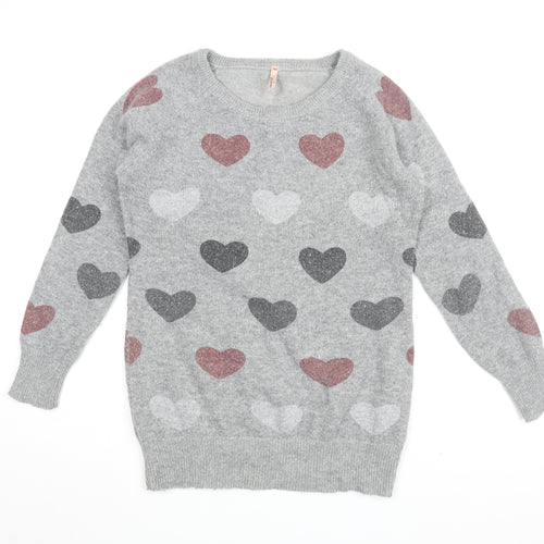 Sweewë Grey Heart Print Pullover Women M