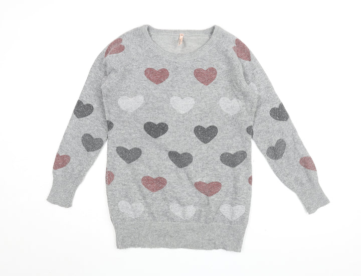 Sweewë Grey Heart Print Pullover Women M