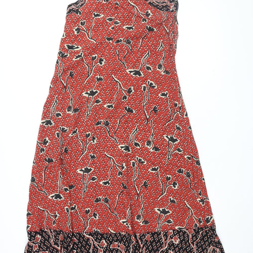 Fat Face Women's Red Floral Midi Dress Size 10