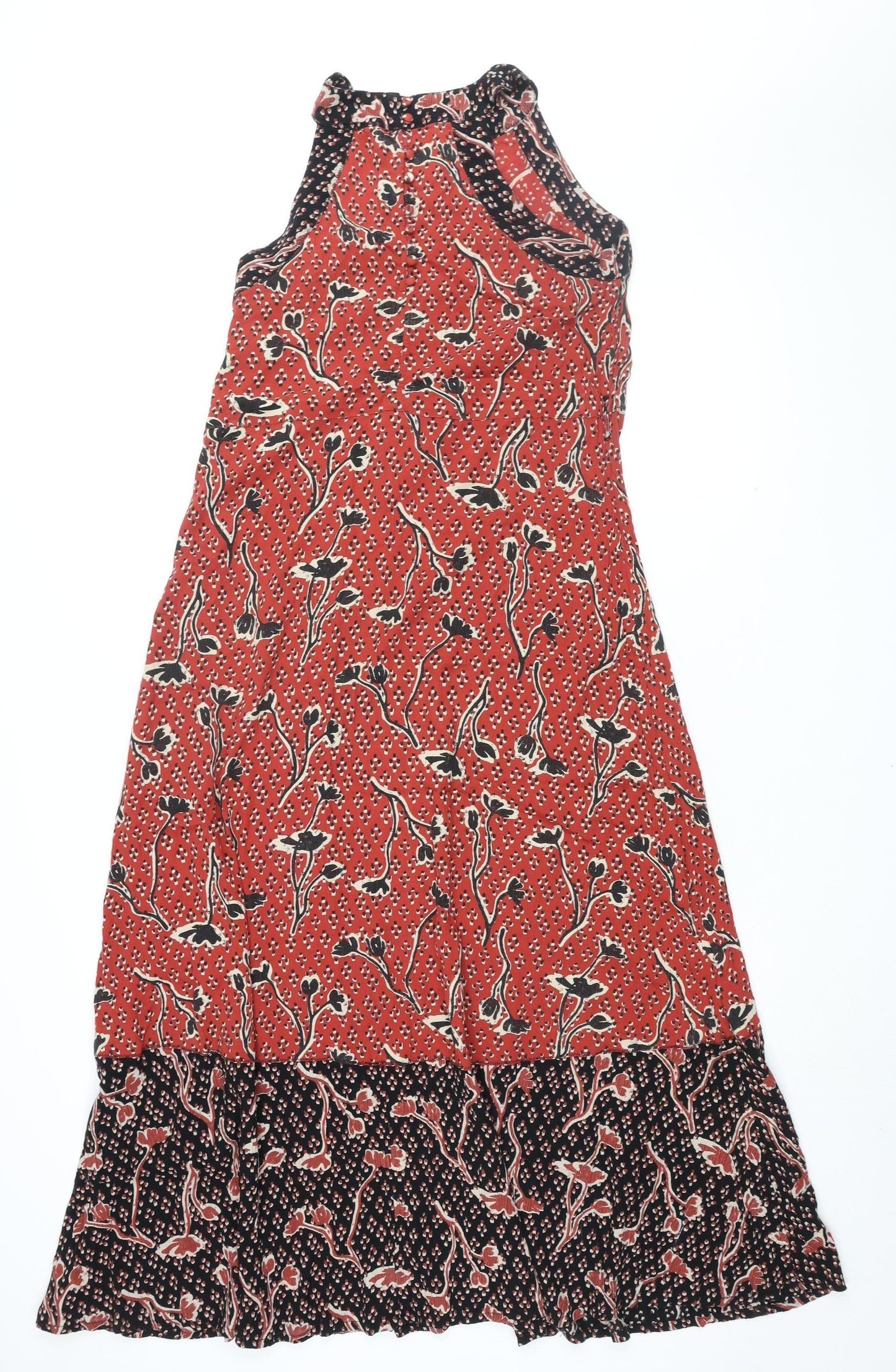 Fat Face Women's Red Floral Midi Dress Size 10