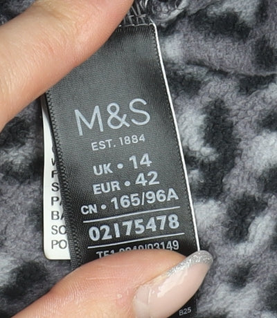 Marks and Spencer Women's Grey Animal Print Full Zip Fleece