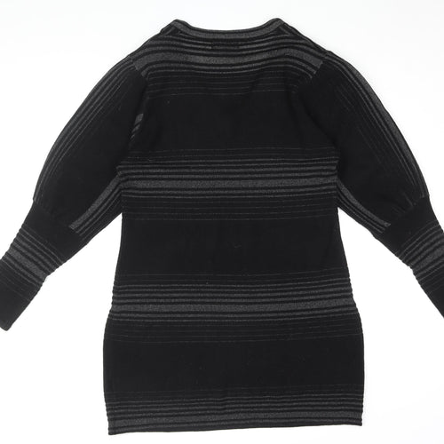 Femme Women's Black Striped Jumper Dress, L