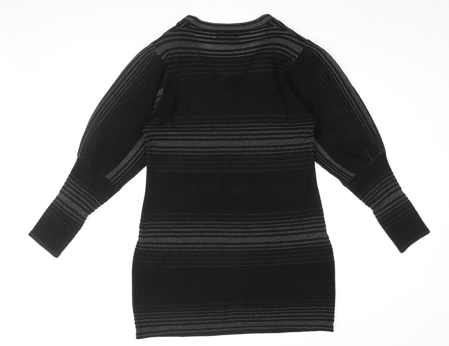 Femme Women's Black Striped Jumper Dress, L