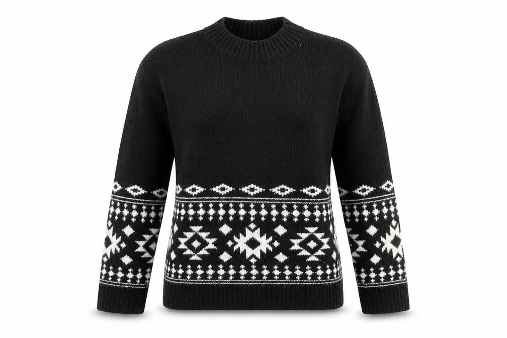 Front view of H&M Women's Black Geometric Knit jumper S