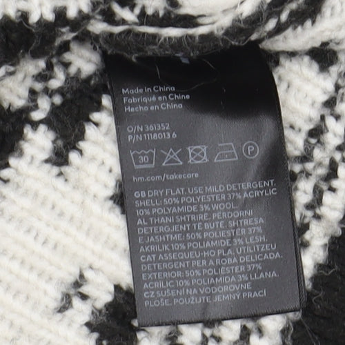 H&M Women's Black Geometric Knit Pullover Jumper S