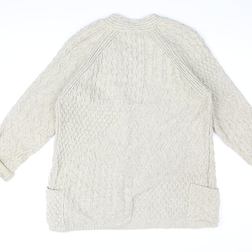 Next Women's Beige Cable-Knit Cardigan Size 10