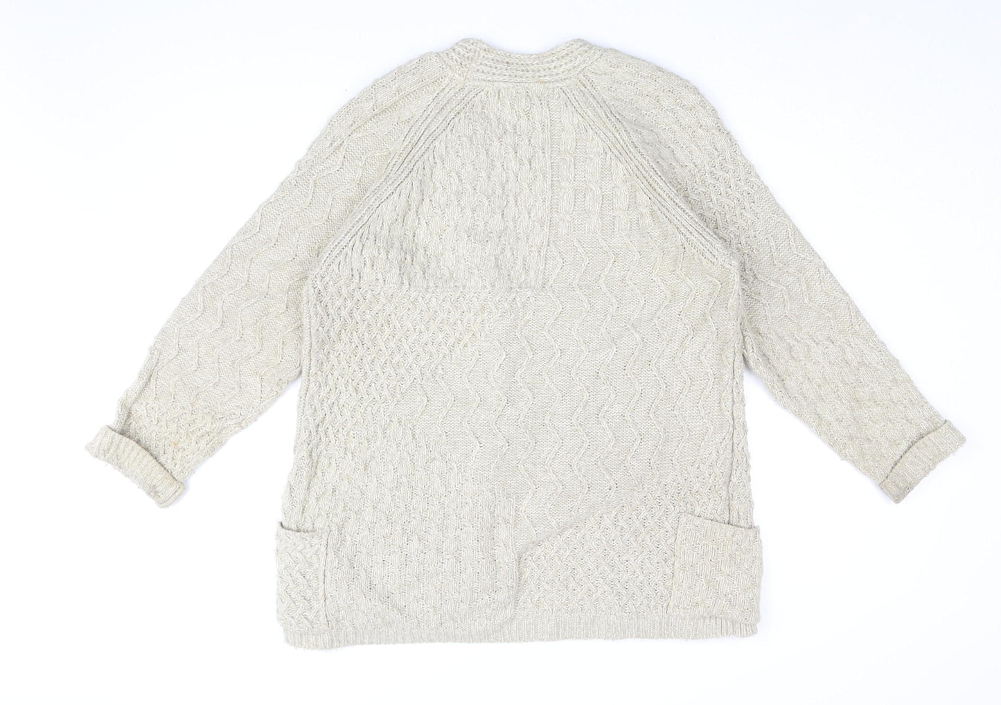 Next Women's Beige Cable-Knit Cardigan Size 10