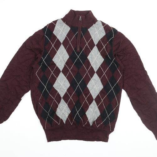 Marks and Spencer Men's Multicoloured Argyle Pullover L