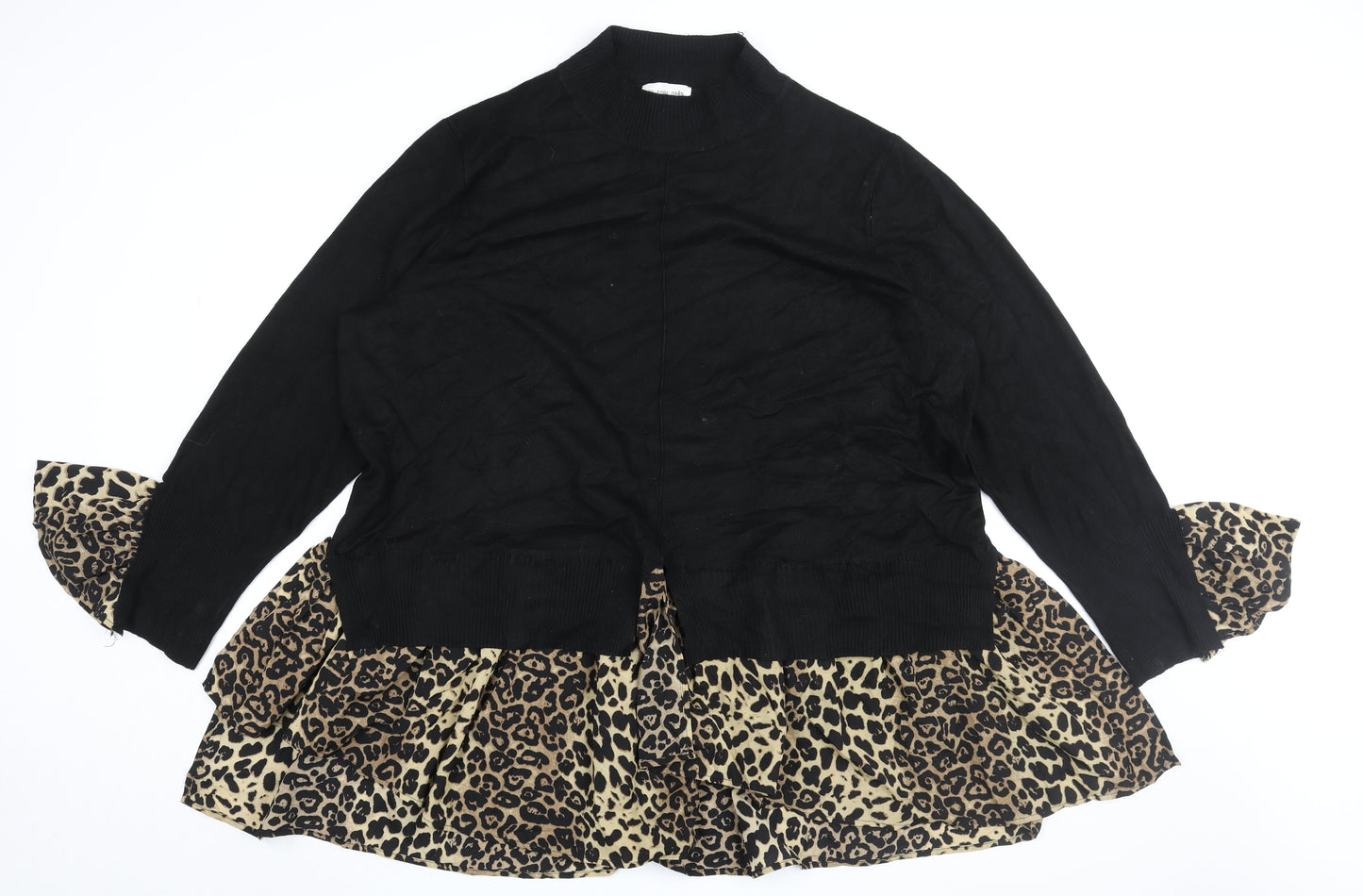 BE FORE DAWN Women's Black Cardigan, Size 18, Animal Print