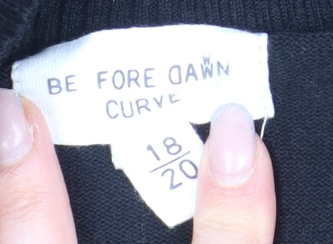 BE FORE DAWN Women's Black Cardigan, Size 18, Animal Print