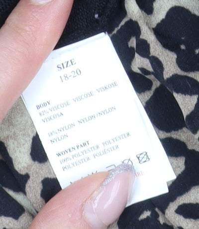 BE FORE DAWN Women's Black Cardigan, Size 18, Animal Print