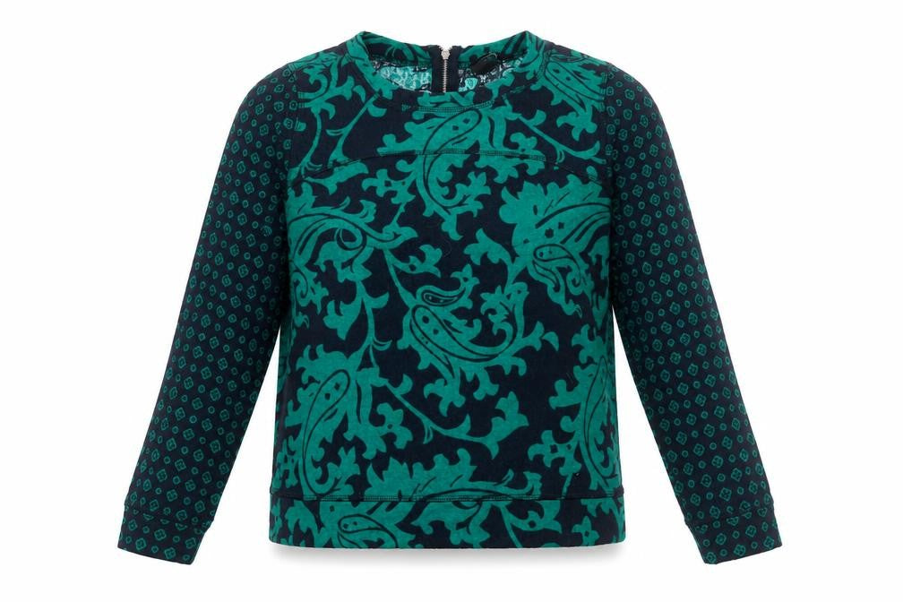 Front view of H&M Women's Green Floral Tunic Blouse -, size 10