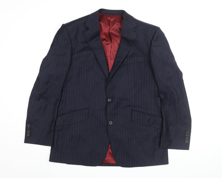 Marks and Spencer Men's Blue Striped Blazer 40R