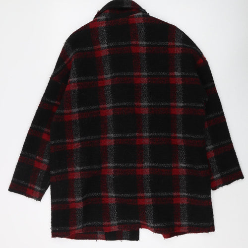 Mango Women's Black Plaid Pea Coat Size 16