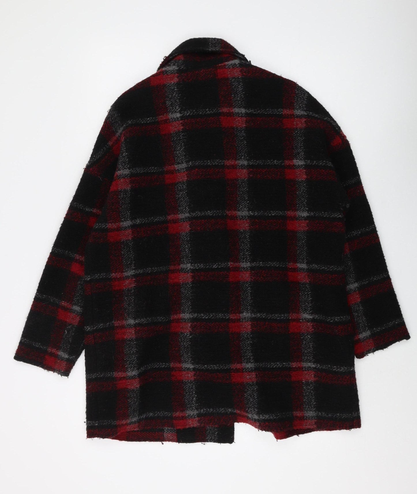 Mango Women's Black Plaid Pea Coat Size 16