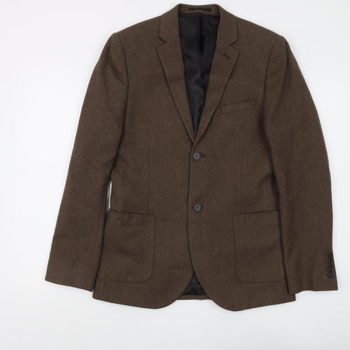 Topman Men's Brown Blazer, Size 36, Single-Breasted