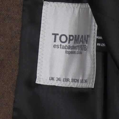 Topman Men's Brown Blazer, Size 36, Single-Breasted