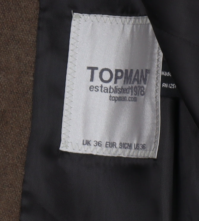 Topman Men's Brown Blazer, Size 36, Single-Breasted