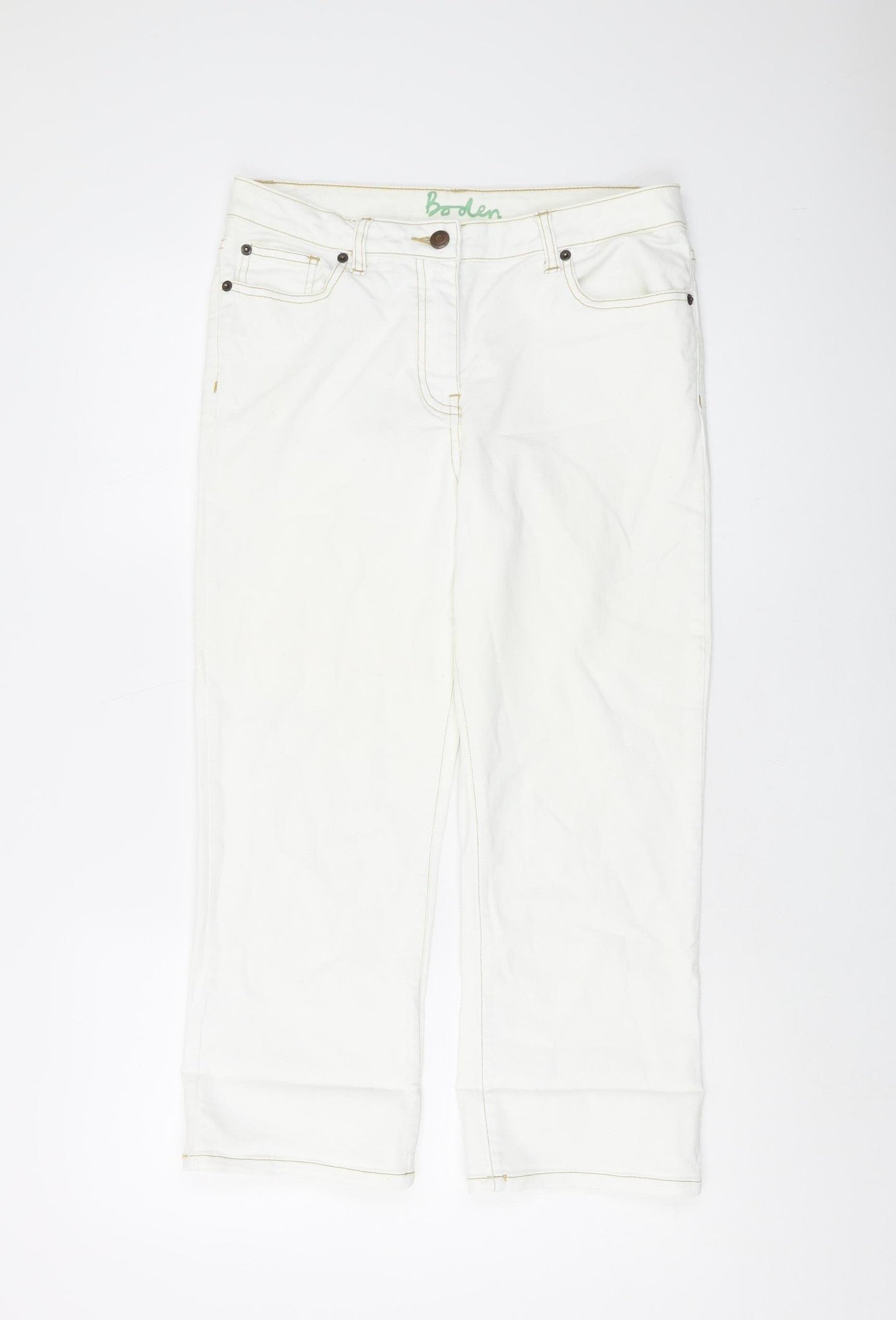 Boden Women's White Cropped Jeans - Size 12