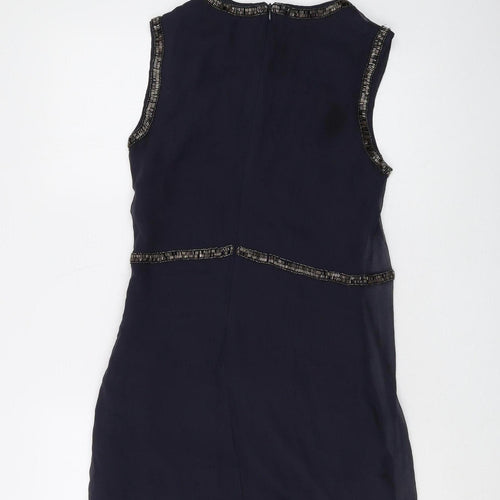 French Connection Women's Black Beaded Silk Dress Size 10