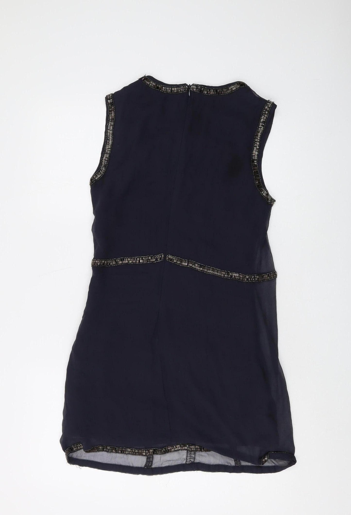 French Connection Women's Black Beaded Silk Dress Size 10