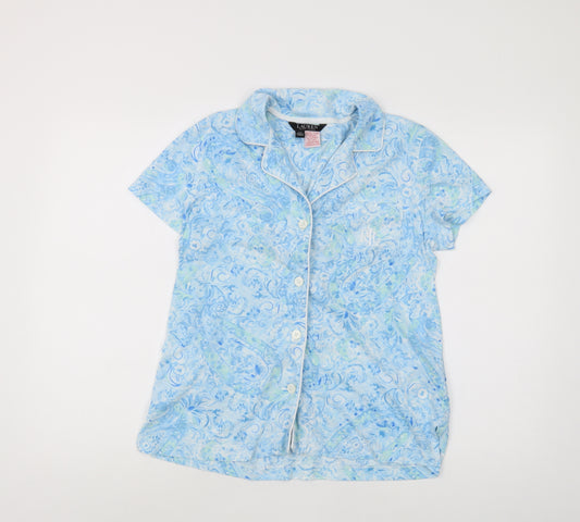 Ralph Lauren Women's Blue Floral Button-Up Shirt S