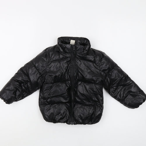 H&M Girls Black Puffer Jacket, 2 Years, Winter Coat