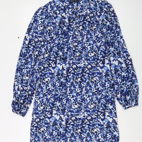 Marks and Spencer Women's Blue Camouflage Shirt Dress