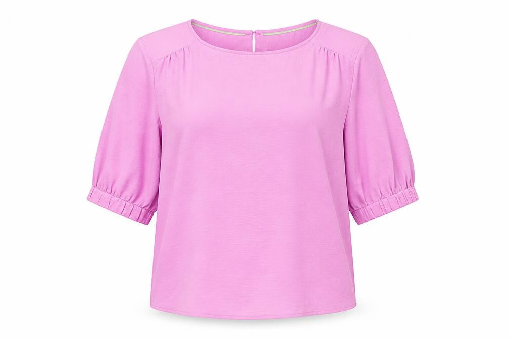 Front view of ESPRIT Women's Pink Basic Blouse, size S
