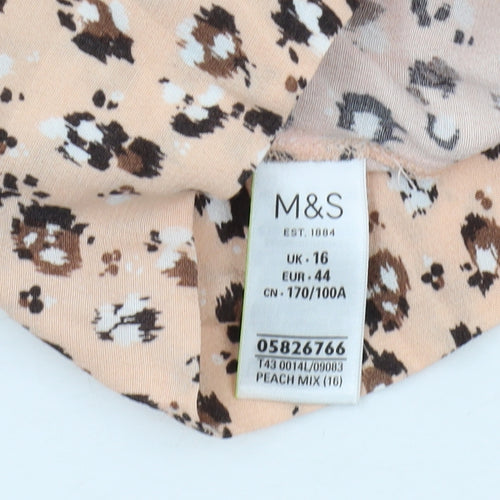 Marks and Spencer Women's Beige Floral Blouse Size 16