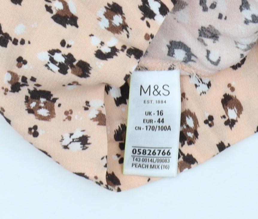 Marks and Spencer Women's Beige Floral Blouse Size 16