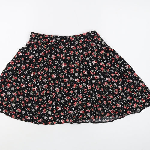 New Look Women's Black Floral A-Line Skirt Size 10