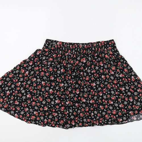 New Look Women's Black Floral A-Line Skirt Size 10