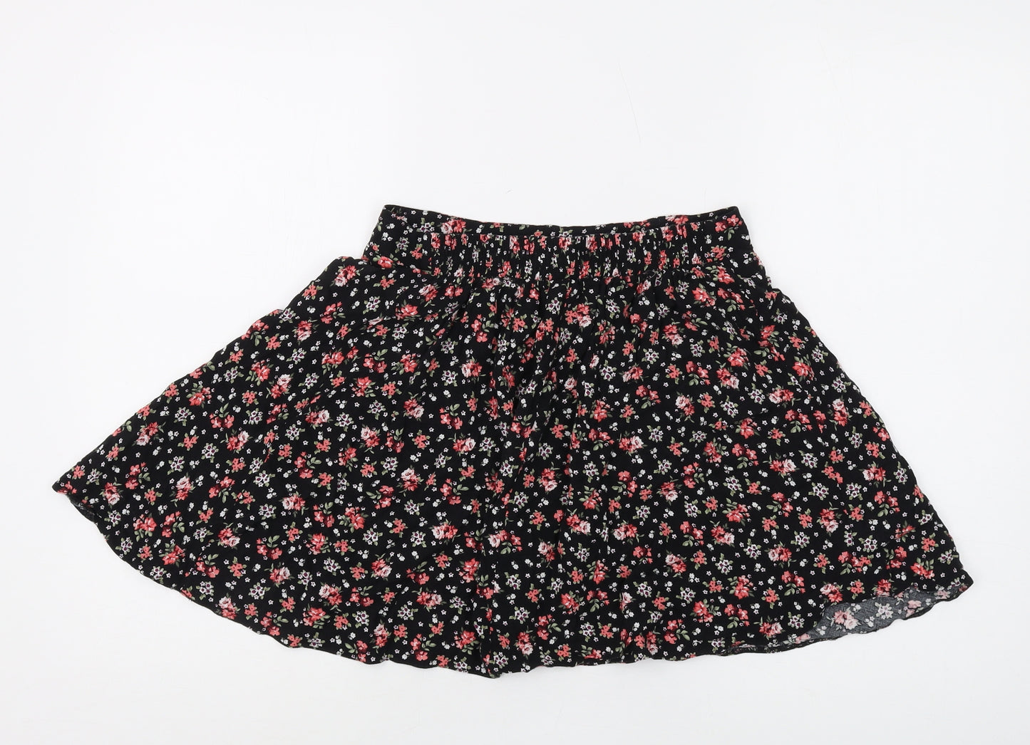 New Look Women's Black Floral A-Line Skirt Size 10