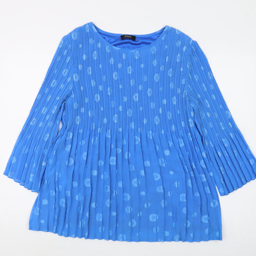 Klass Women's Blue Polka Dot Tunic Blouse Size 16