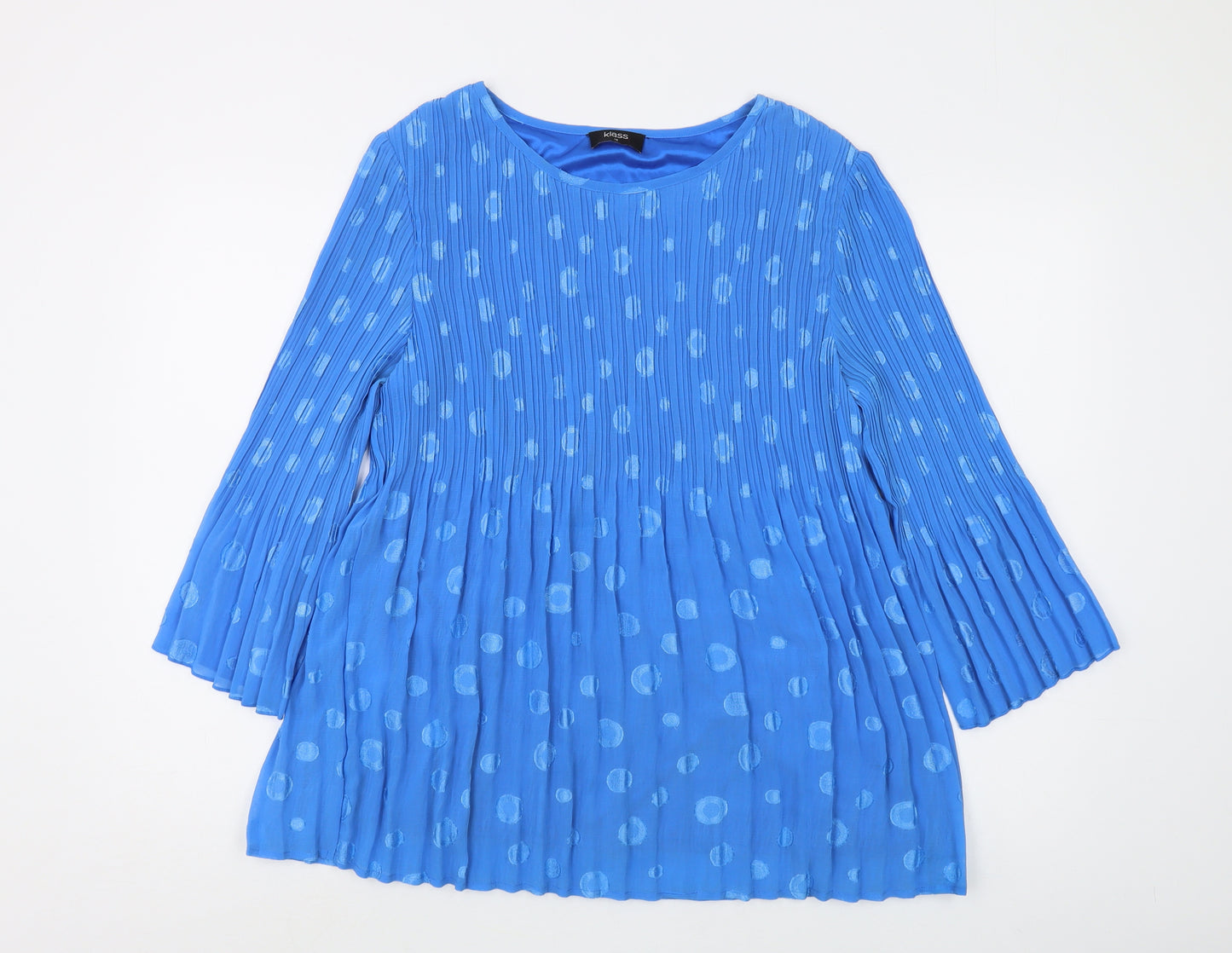 Klass Women's Blue Polka Dot Tunic Blouse Size 16