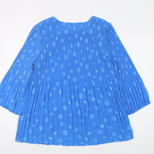 Klass Women's Blue Polka Dot Tunic Blouse Size 16