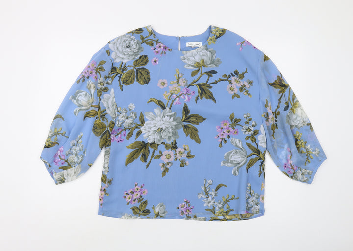 Warehouse Womens Blue Floral Blouse Size 6 New