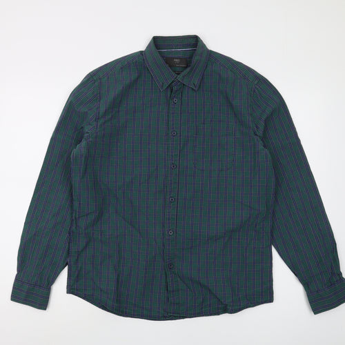 Marks and Spencer Men's Green Plaid Shirt M