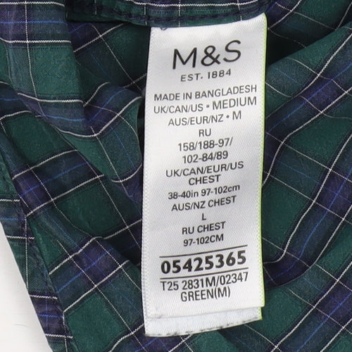 Marks and Spencer Men's Green Plaid Shirt M