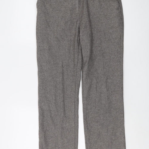 Marks and Spencer Grey Herringbone Dress Pants, Size 10, Wool Blend