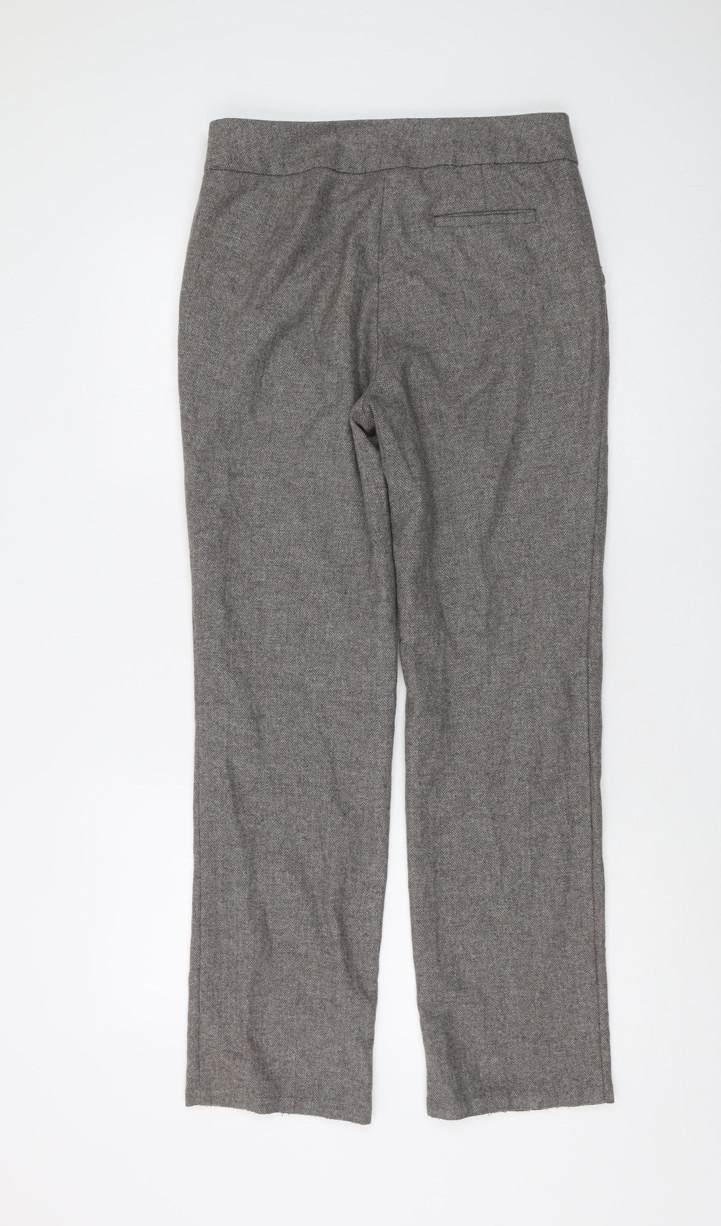 Marks and Spencer Grey Herringbone Dress Pants, Size 10, Wool Blend