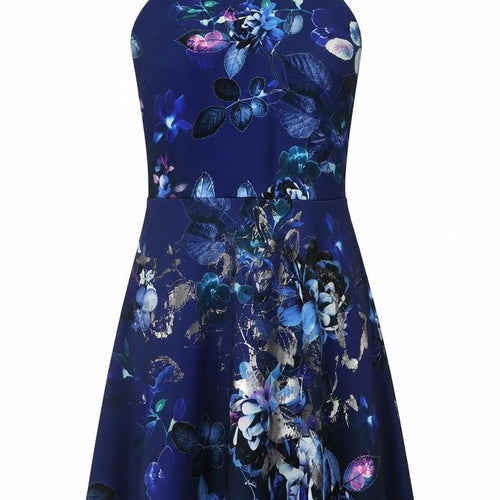 Lipsy Women's Blue Floral Mini Slip Dress Size 12